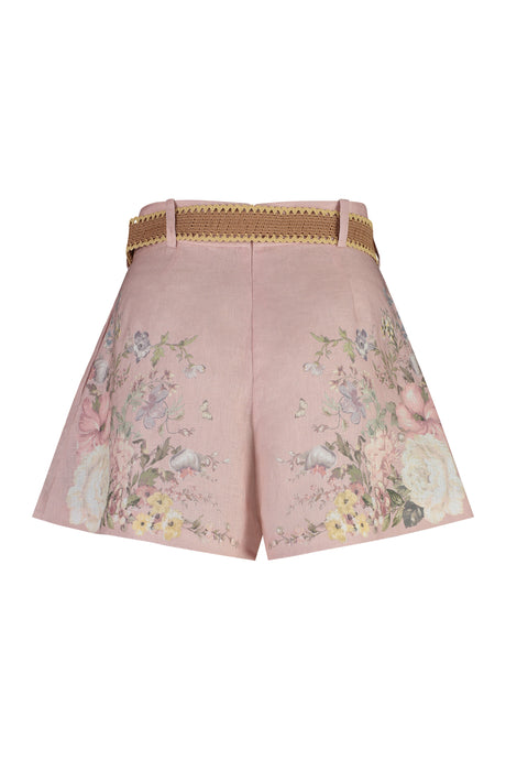 ZIMMERMANN Chic Blossom Pink Linen Shorts