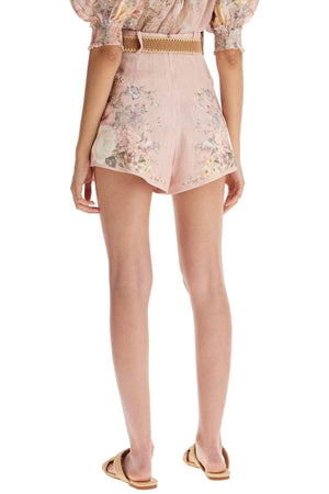 ZIMMERMANN Chic Blossom Pink Linen Shorts