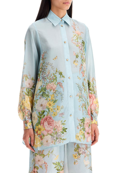 ZIMMERMANN Elegant Floral Silk Shirt in Light Blue