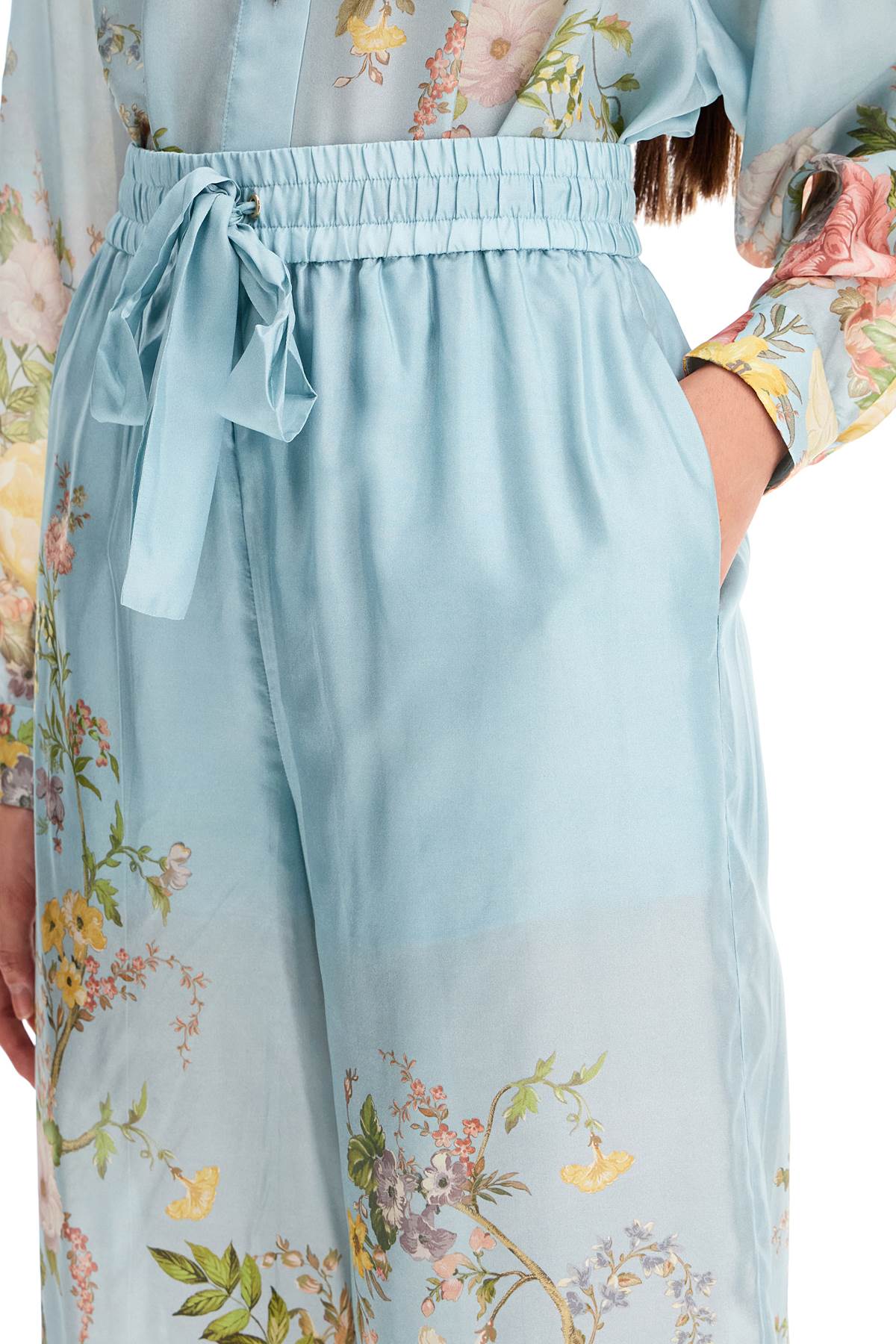 ZIMMERMANN Elegant Floral Silk Palazzo Pants