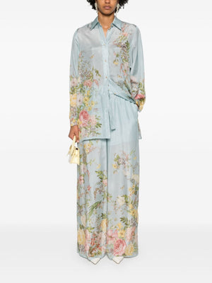 ZIMMERMANN Elegant Floral Silk Palazzo Pants