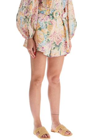 ZIMMERMANN Floral Watercolor Print Linjln Mini Shorts