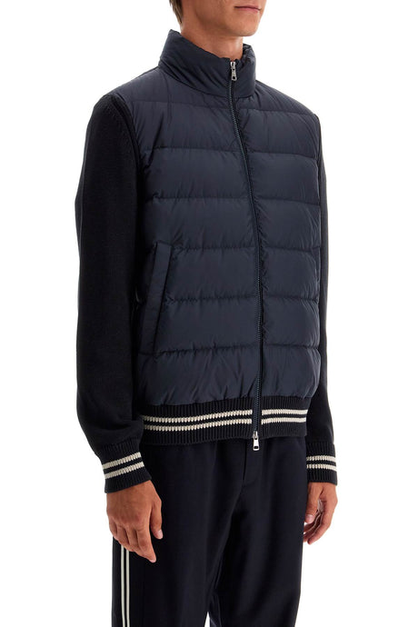 MONCLER Hybrid Cotton-Feather Zip Cardigan with Quilted Panel