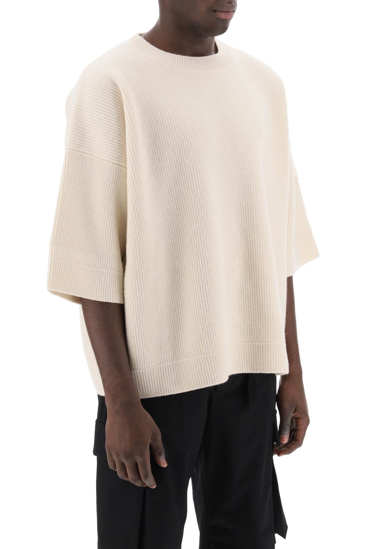MONCLER X ROC NATION BY JAY Z Men's White Wool Jumper with Brioche Stitch and Oversized Fit for FW24
