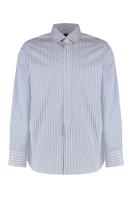 ZEGNA Striped Cotton Shirt with Rounded Hem for Men