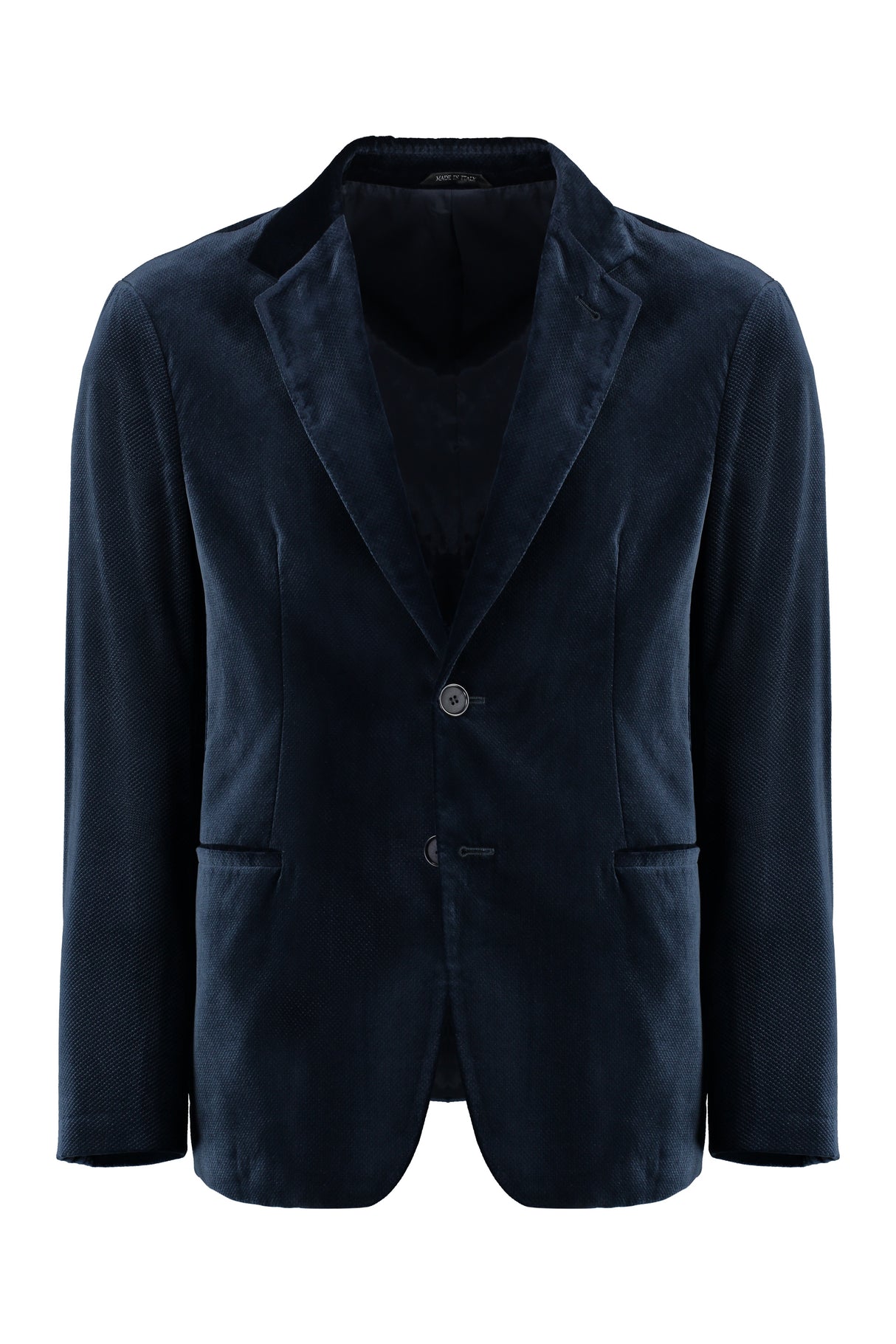 GIORGIO ARMANI Blue Velvet Single-Breasted Jacket for Men