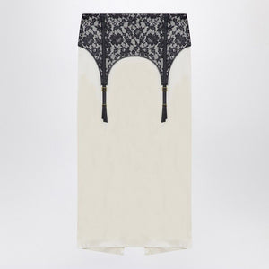 MOSCHINO COUTURE Elegant Ivory Midi Skirt with Lace Detail