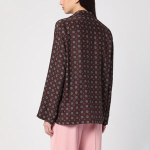 MOSCHINO COUTURE  BROWN SILK PATTERNED SHIRT