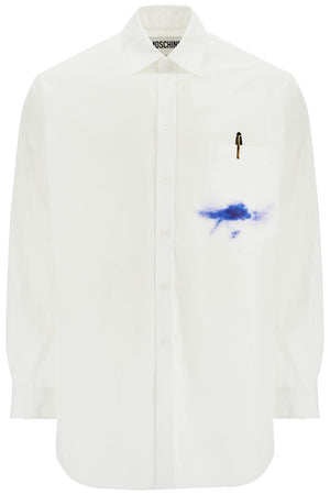 MOSCHINO COUTURE Men's Printed Pocket Shirt with Button - Size 40