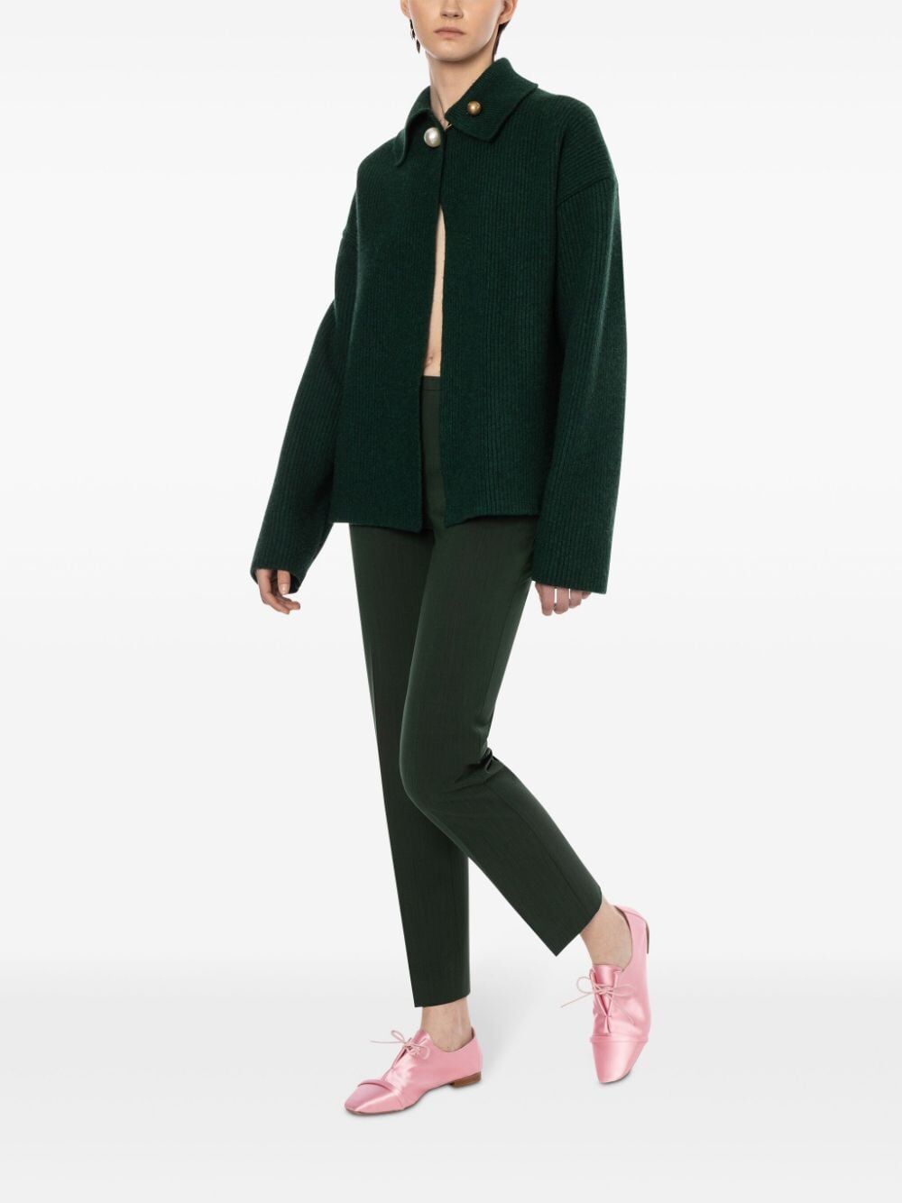 PHILOSOPHY DI LORENZO SERAFINI Chic Green Wool Trousers for Women - FW24