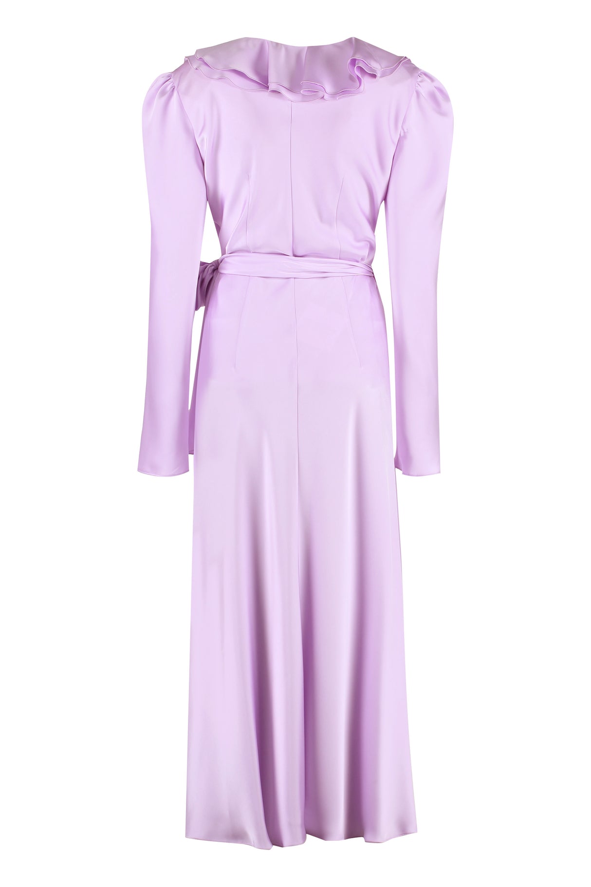 PHILOSOPHY DI LORENZO SERAFINI Frill Wrap Dress in Purple - FW23 Collection