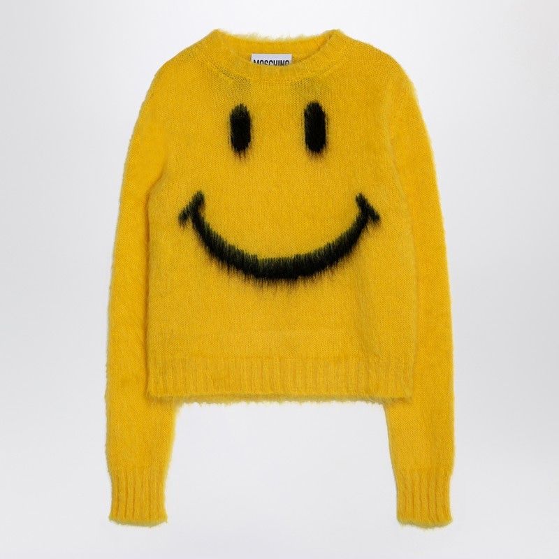 MOSCHINO COUTURE  SMILE YELLOW MOHAIR BLEND JUMPER