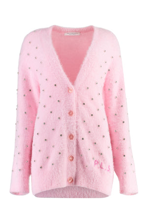PHILOSOPHY DI LORENZO SERAFINI Pink Rhinestone Knit Cardigan for Women - FW23