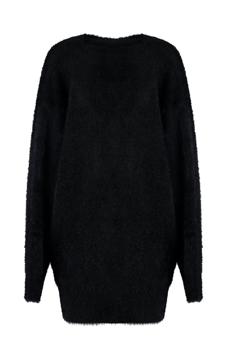 PHILOSOPHY DI LORENZO SERAFINI Black Embellished Button Maxi-Cardigan - Oversized Knitwear for Women - FW23