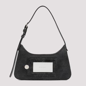 ACNE STUDIOS Micro Crackle Mini Hobo Shoulder Bag in Black