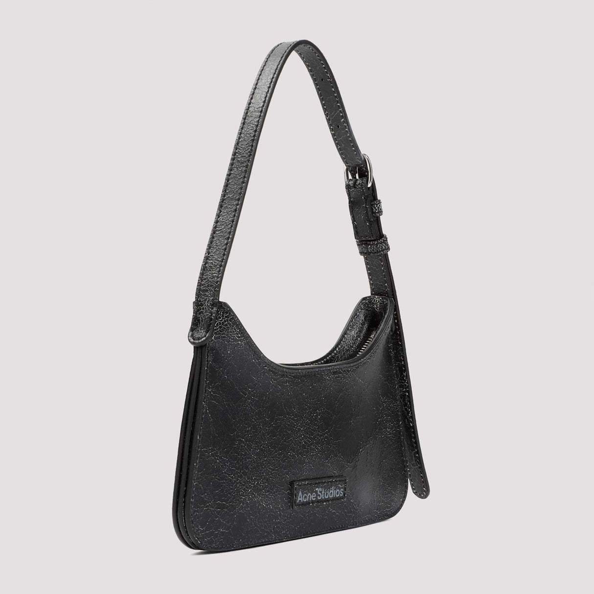 Túi đeo vai ACNE STUDIOS Micro Crackle Mini Hobo màu đen