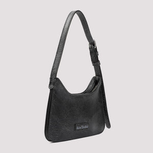 ACNE STUDIOS Micro Crackle Mini Hobo Shoulder Bag in Black