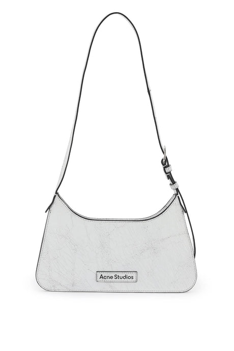 ACNE STUDIOS White Mini Crackle Calfskin Hobbig Shoulder Bag for Women SS24