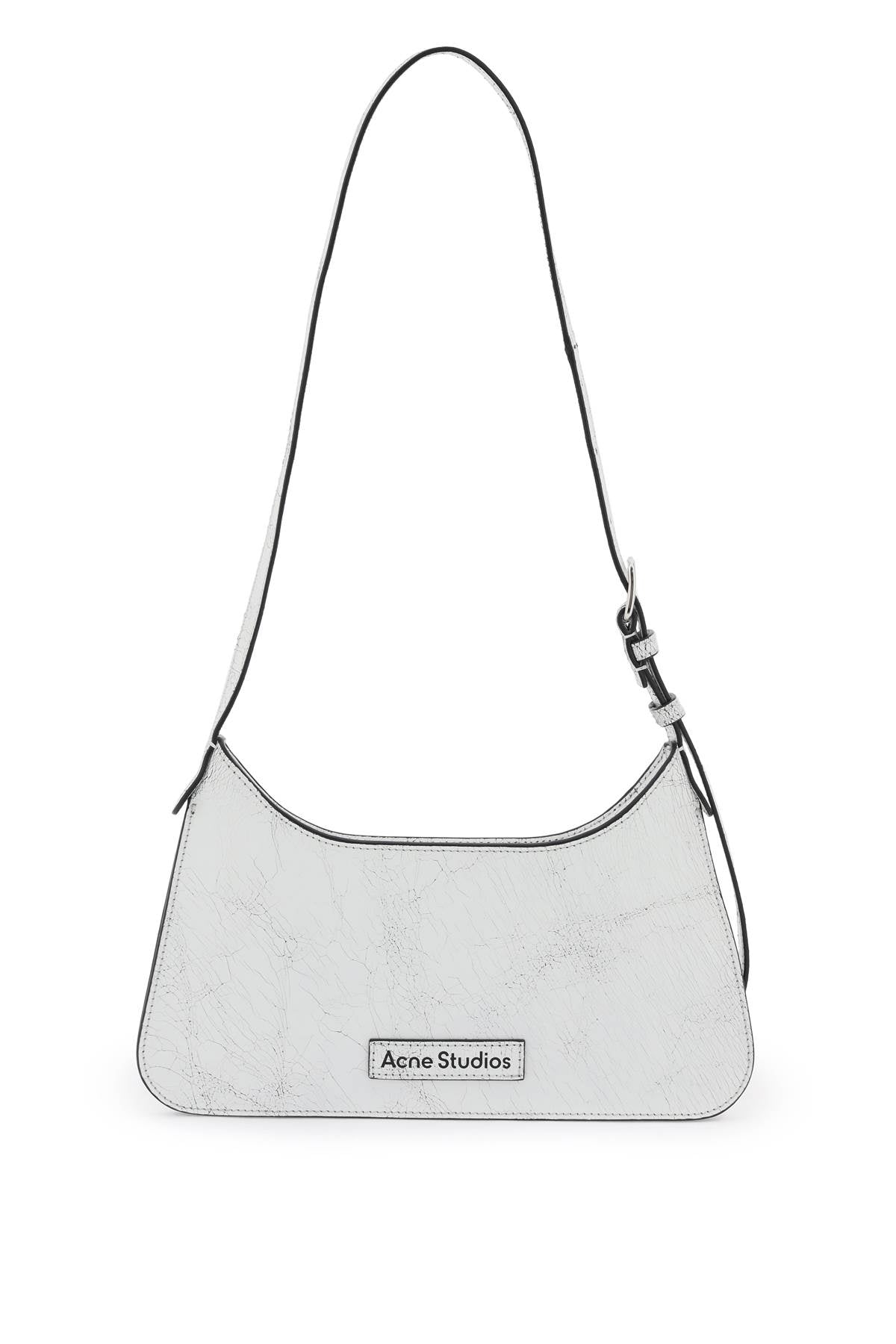 ACNE STUDIOS White Mini Crackle Calfskin Hobbig Shoulder Bag for Women SS24