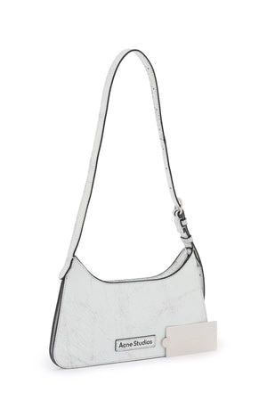 ACNE STUDIOS White Mini Crackle Calfskin Hobbig Shoulder Bag for Women SS24