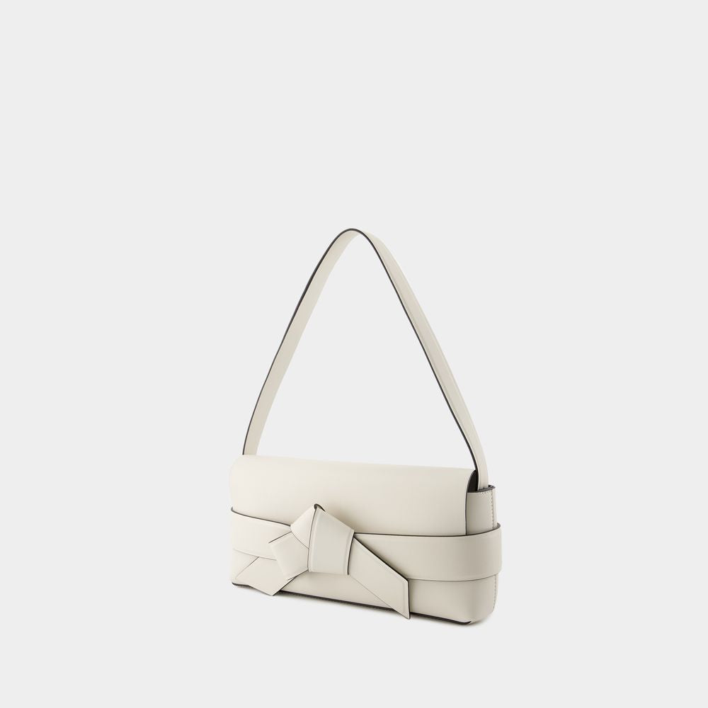 ACNE STUDIOS White Calfskin Musubi Elongated Hobo Shoulder Bag for Women SS24