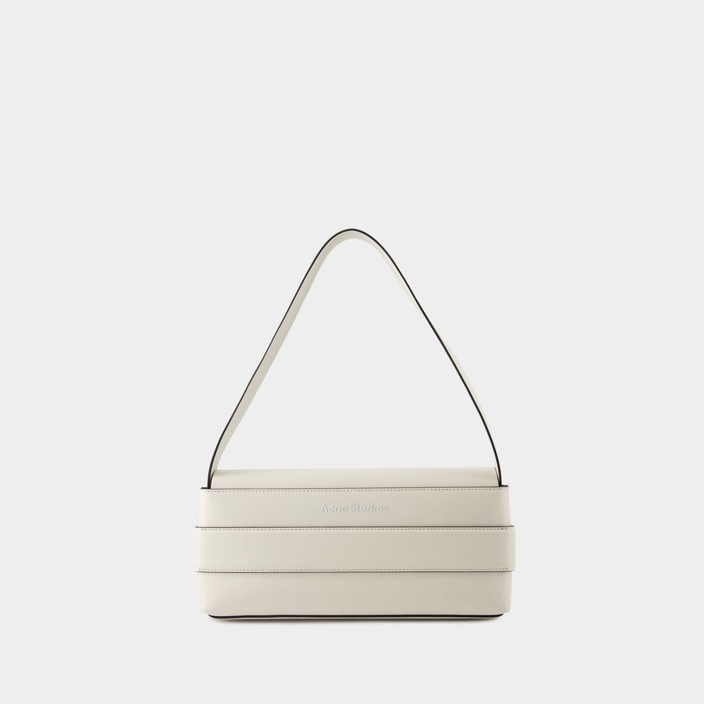 ACNE STUDIOS White Calfskin Musubi Elongated Hobo Shoulder Bag for Women SS24