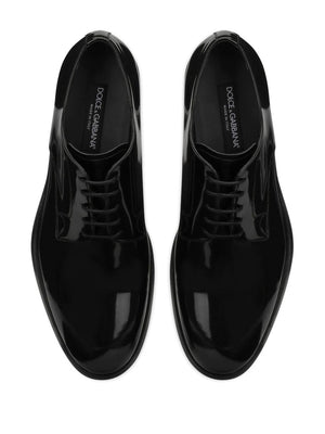 DOLCE & GABBANA Classic Black Leather Derby Dress Shoes for Men