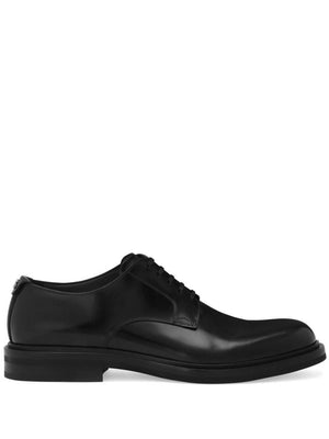 DOLCE & GABBANA Elegant Black Leather Derby Dress Shoes