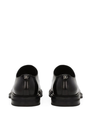 DOLCE & GABBANA Elegant Black Leather Derby Dress Shoes