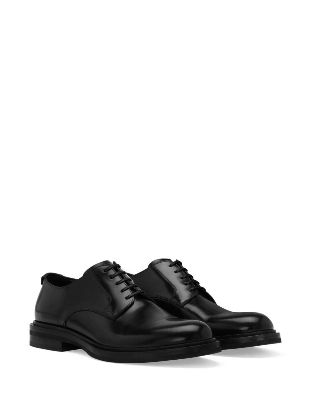 DOLCE & GABBANA Elegant Black Leather Derby Dress Shoes