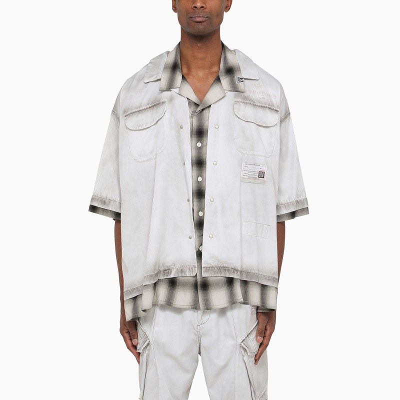 MAISON MIHARA YASUHIRO	 Light Grey Double-Layer Short-Sleeved Shirt for Men