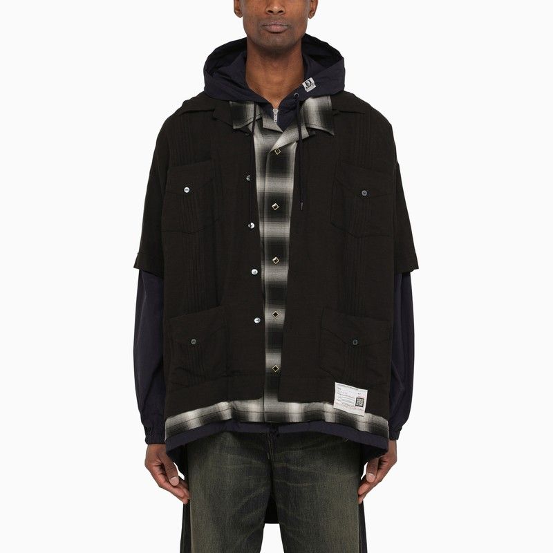 MAISON MIHARA YASUHIRO	 Men's Three-Layered Hooded Shirt - Black