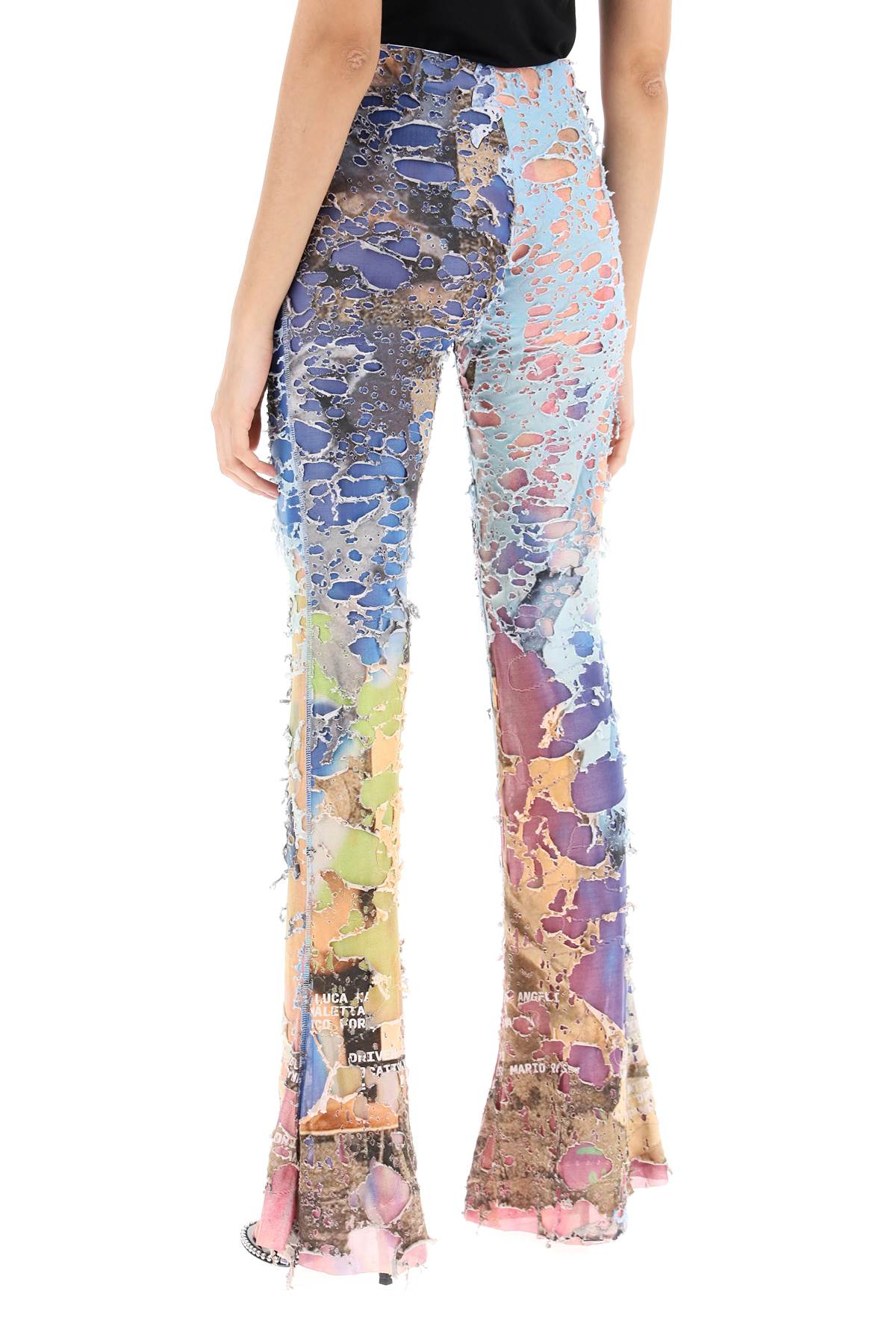 DIESEL Multicolor Destroyed T-Shirt Flared Pants with Bell-Bottom - Women's SS24 Leggings