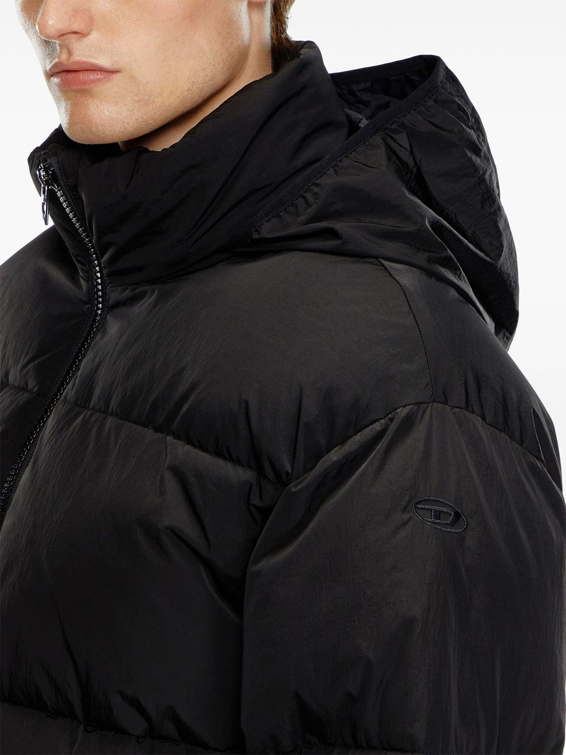 DIESEL Men's Padded Jacket with Detachable Hood