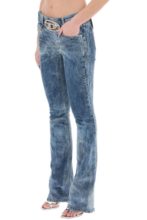 DIESEL Crystal-Embellished Bootcut Jeans with Jewel Buckle