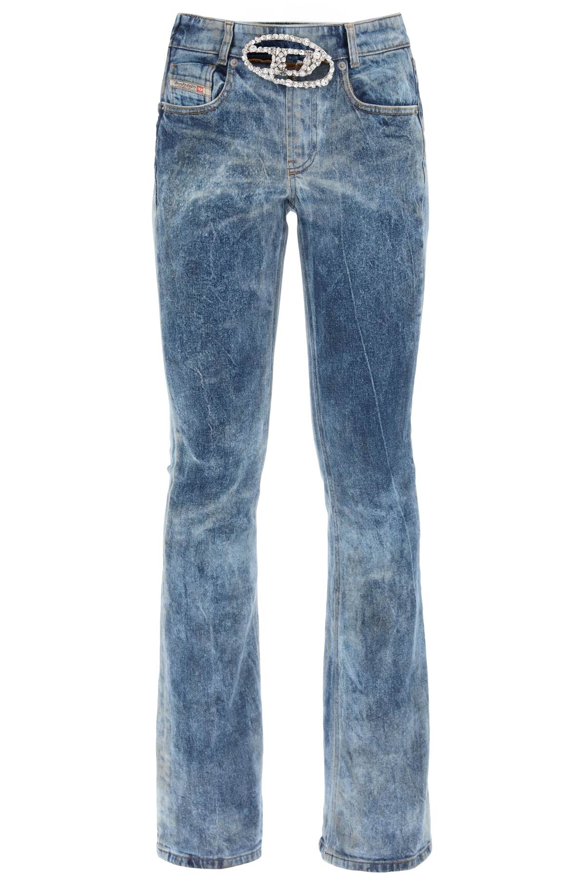 DIESEL Crystal-Embellished Bootcut Jeans with Jewel Buckle