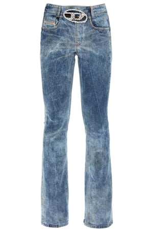 DIESEL Crystal-Embellished Bootcut Jeans with Jewel Buckle