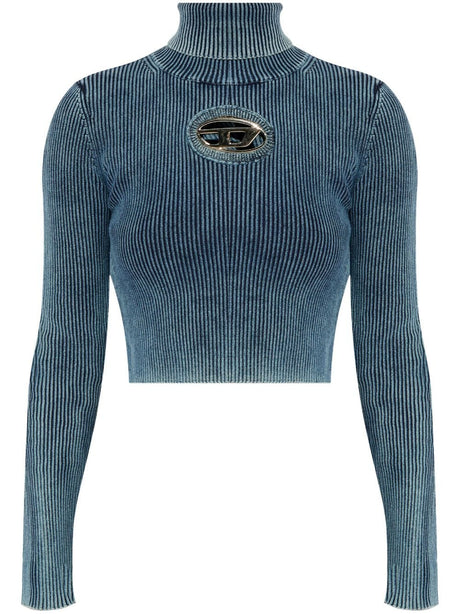 DIESEL Cropped Roll Neck Sweater with Cut-Out Detail