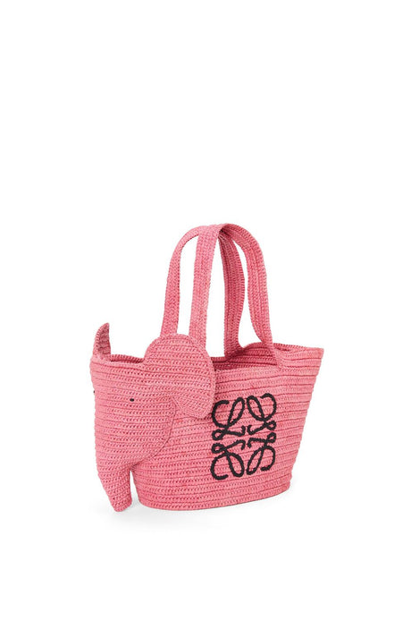 LOEWE Sunset Pink Mini Elephant Basket Handbag for Women, SS24