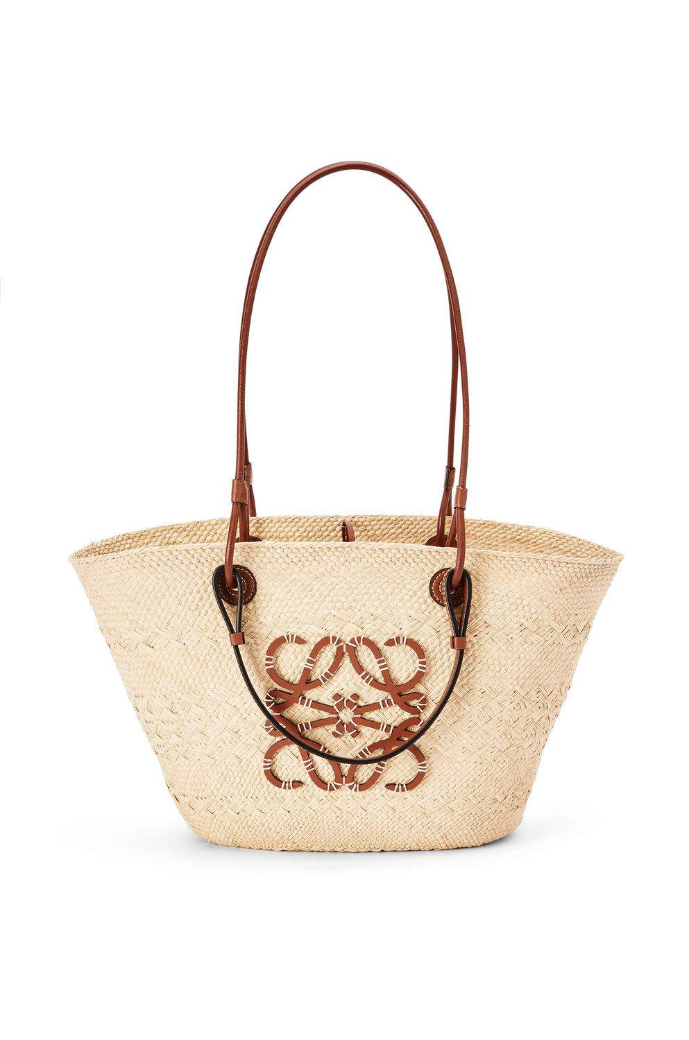 LOEWE Women's Medium Anagram Weave Basket Handbag in Tan