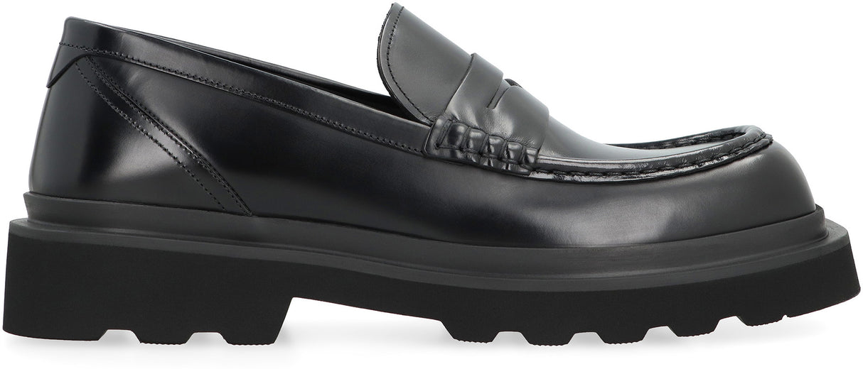 DOLCE & GABBANA Black Calfskin Loafers for Men