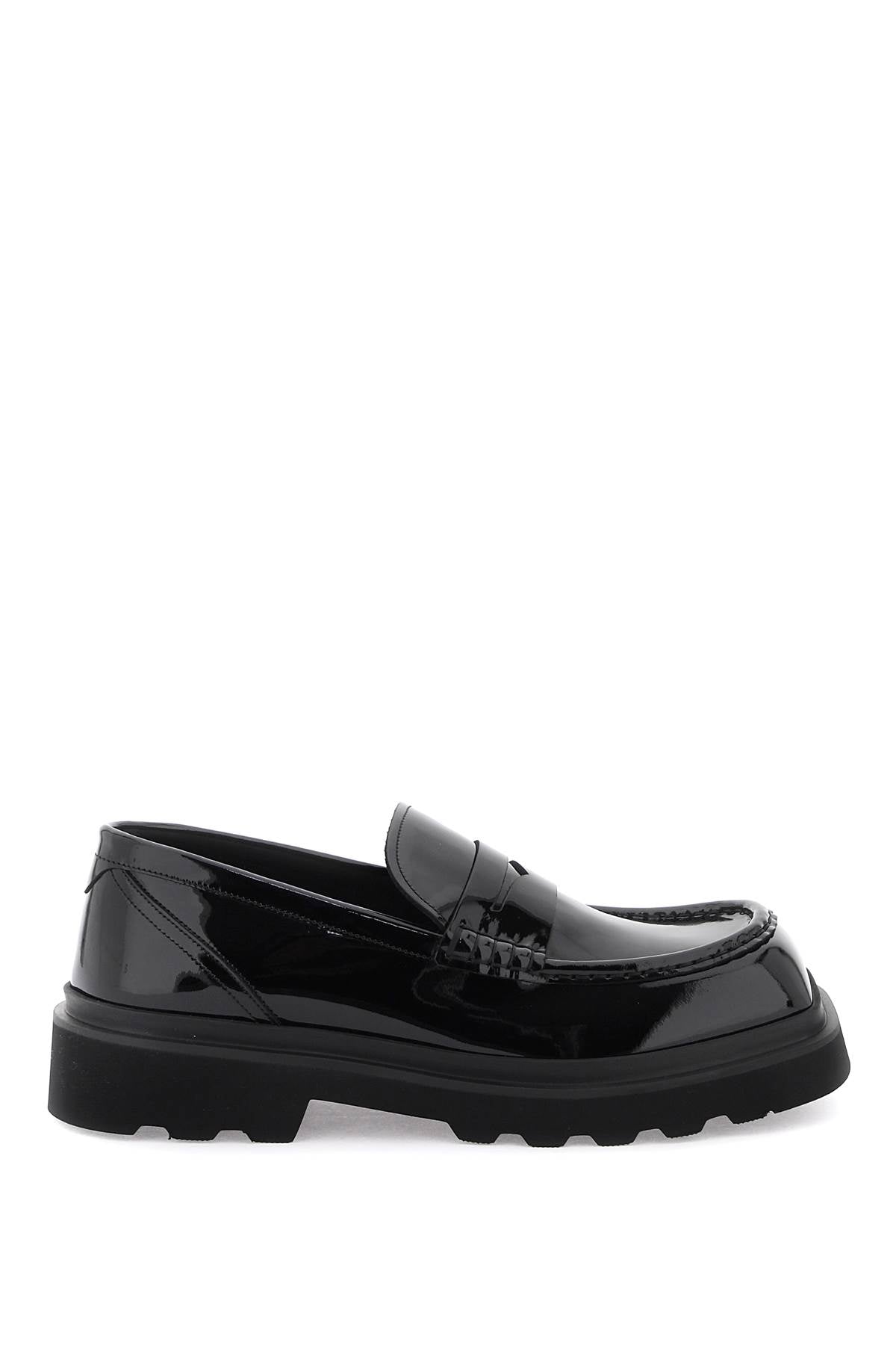 DOLCE & GABBANA Men's Black Patent Leather Mocassins for SS24