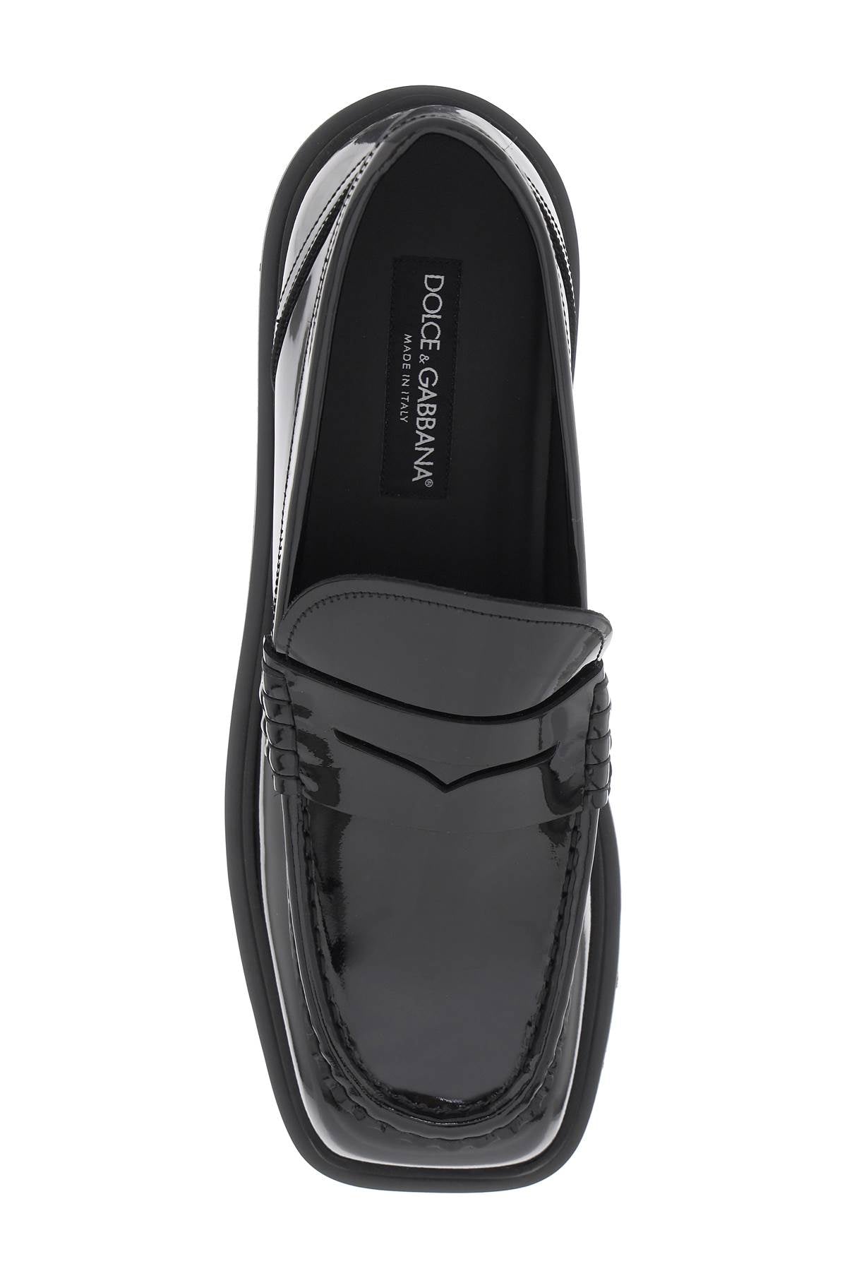 DOLCE & GABBANA Men's Black Patent Leather Mocassins for SS24