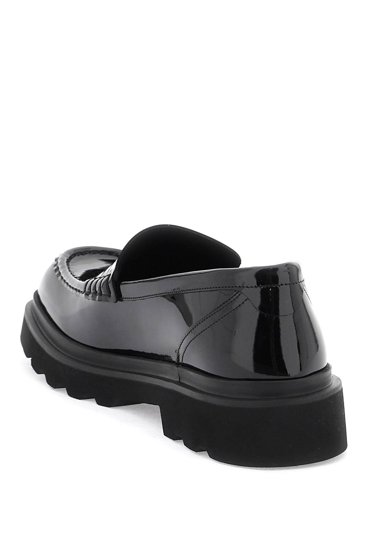 DOLCE & GABBANA Men's Black Patent Leather Mocassins for SS24