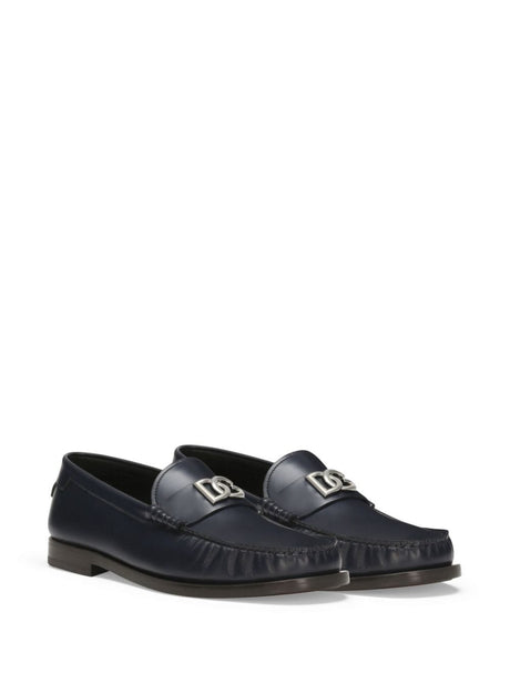 DOLCE & GABBANA Blue Calfskin Leather Loafers for Men