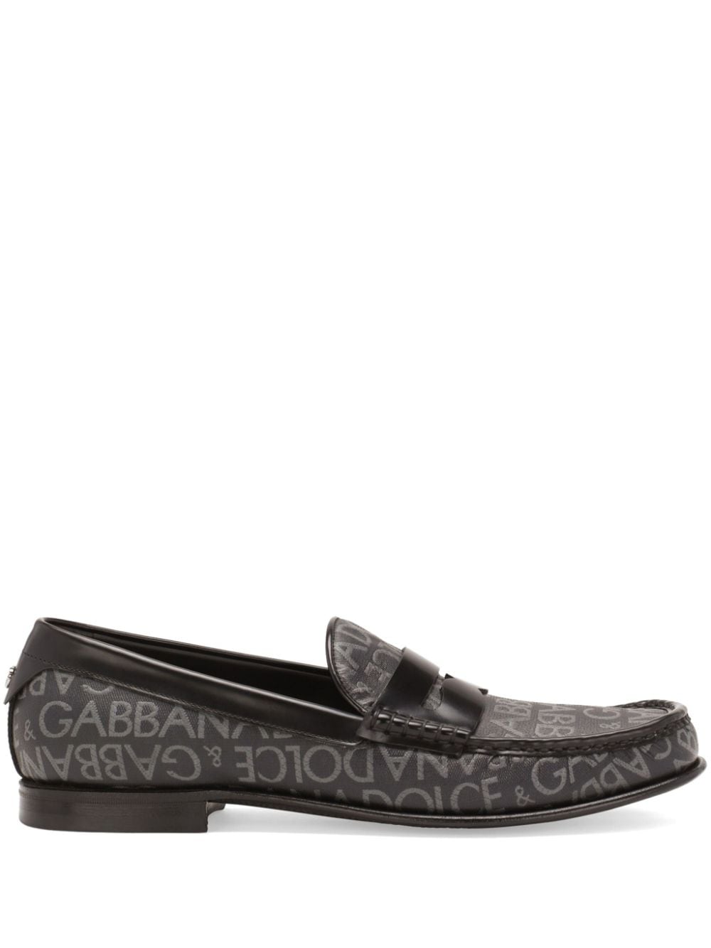 DOLCE & GABBANA Luxurious All-Over Logo Leather Loafers