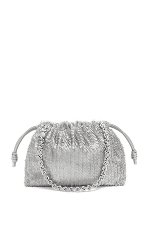 LOEWE Silver Calfskin Mini Flamenco Handbag with Fringe