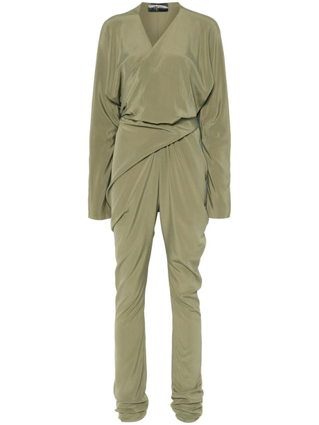 CORTANA Silk Jumpsuit with Tied Waist and V-Neck - Women's Design