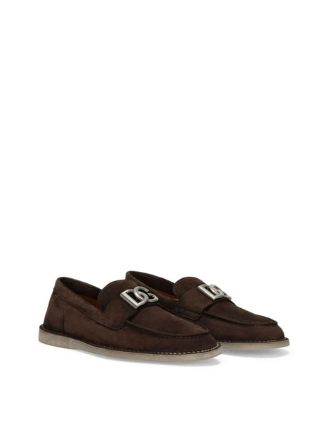 DOLCE & GABBANA DG Logo Plaque Suede Loafers for Men - FW24