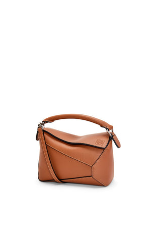 LOEWE Mini Puzzle Calfskin Handbag in Brown for Women